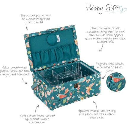 HobbyGift Sewing Box (M) Bird Aviary Storage Sewing Haberdashery Craft
