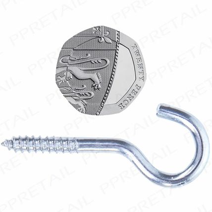 SMALL-LARGE STRONG CUP HOOKS 19/22/25/32/40/50/55mm Silver Zinc Hanging Mug Peg