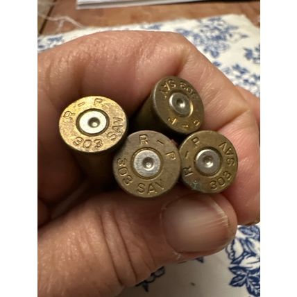 303 Savage Rifle Brass Fired Bullet Casings Lot of 4 Brass for Crafting