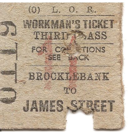 Liverpool Overhead Railway Edmondson Ticket - Brocklebank to James Street
