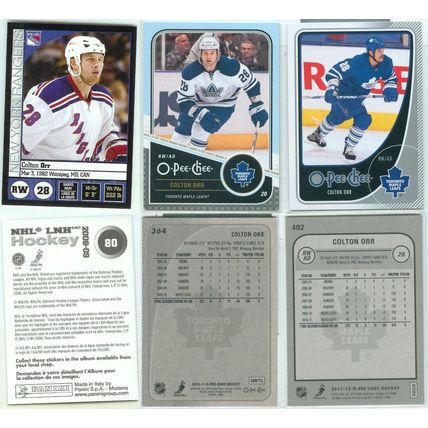 Colton Orr 5x card lot incl Sticker