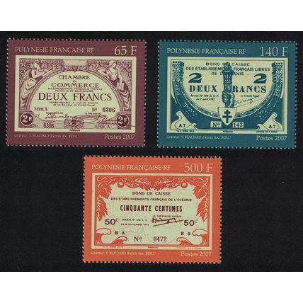Fr. Polynesia Early Currency 3v 2007 MNH SG#1064-1066