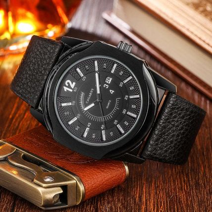 CAGARNY 6838(1) Fashionable Quartz Wrist Watch with Leather Band for Men(Black W