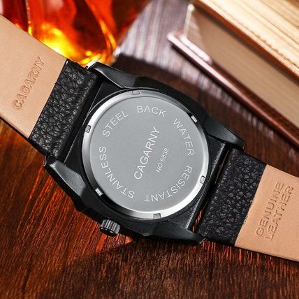 CAGARNY 6838(1) Fashionable Quartz Wrist Watch with Leather Band for Men(Black W