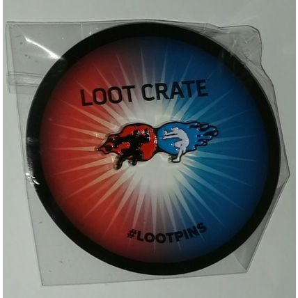 Loot Crate Lootpins Showdown theme red vs blue / good vs evil metal brooch pin