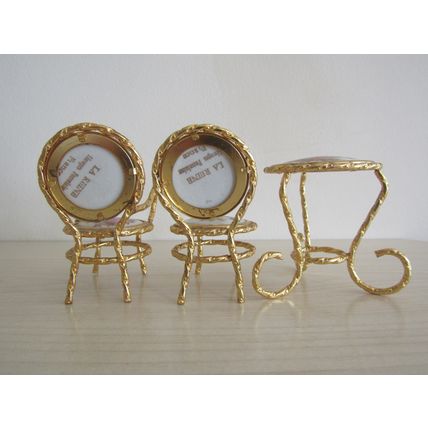 VINTAGE LIMOGES GOLD PLATED DOLLS HOUSE FURNITURE METAL & PORCELAIN
