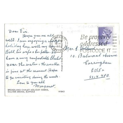 Broadland Chalet And Holiday Homes, Oulton Broad, Suffolk, Postcard.
