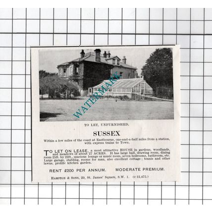Eastbourne Sussex - 1927 Small House Sale Advert