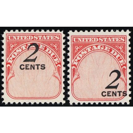 J90, Mint NH 2¢ Two Different Black Color Shift Errors - Stuart Katz