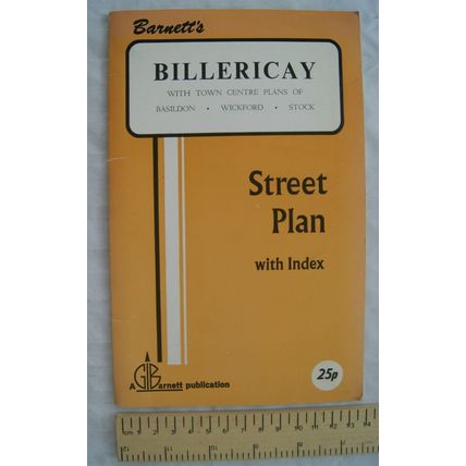 Vintage: Barnett's Street Plan with Index, Billericay, Basildon, Wickford, Stock
