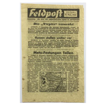 WW2 American Artillery Shell Propaganda Leaflet. - Feldpost No. 3. - 1944.