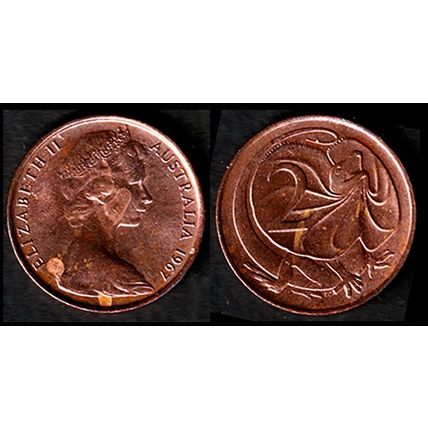 Australia Two Cent 1967 Used Coin Frilled neck-lizard 2c QE II