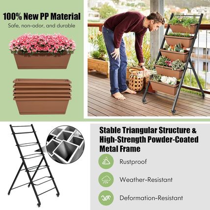 HAPPYGRILL Vertical Raised Garden Bed, 5-Layer Freestanding Garden Planter with