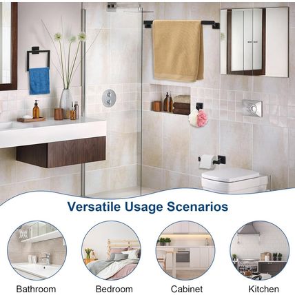 15 Pieces Bathroom Hardware Set, Matte Black Bathroom Accessories Set, Towel Rac