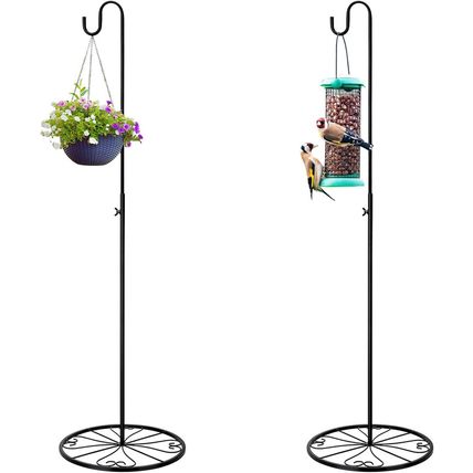 Blulu 2 Pack Adjustable Black Iron Shepherds Hook 34"-55" Shepherds Hook Metal H
