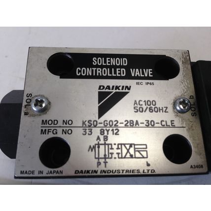 DAIKIN KS0-G02-2BA-30-CLE SOLENOID CONTROLLED VALVE,100 VAC 33 BY 12,FJ