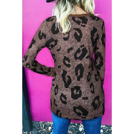 Brown Leopard Spling Thumbhole Long Sleeve Top