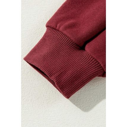 Mineral Red Two Tone Patchwork Drop Shoulder Pullover Sweatshirt