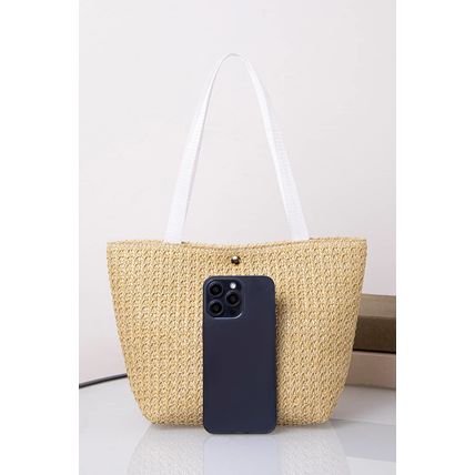 Beige Minimalist Large Tote Bag