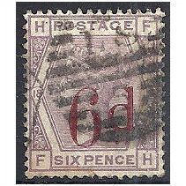 1883 SG162 6d on 6d Lilac Good+ Used Superb Fresh Colour Check Letters "FH".