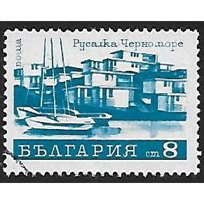 Mi 2069: 8 st. greenish blue Health Resorts: Harbour Scene, Rusalka.