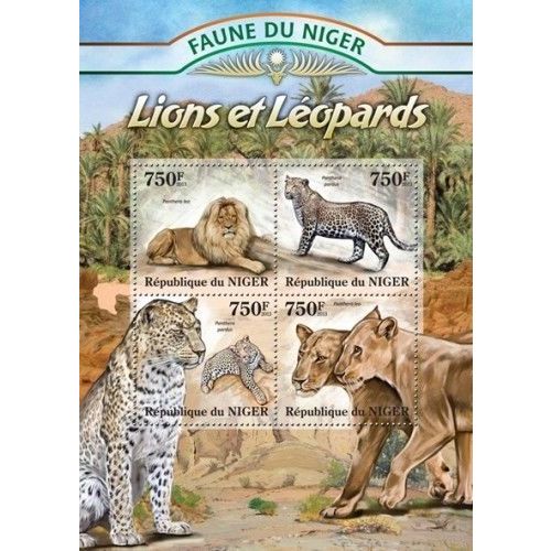 NIGER 2013 SHEET MNH LEOPARDS LIONS WILD CATS FELINS FELINES RAUBKATZEN