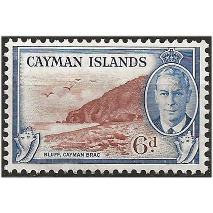 Cayman Islands 1950 SG142 6d Red-Brown & Blue Mounted Mint . .. .