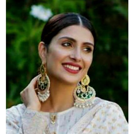 PAKISTANI INDIAN WOMEN GIRLS EARRING GOLD PLATED KUNDAN THAPPA MEENA KANTAY