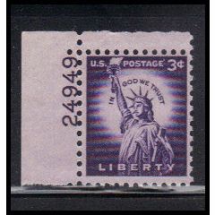 1035 3c Statue of Liberty Fine MNH P#S UL 24949 KA8978
