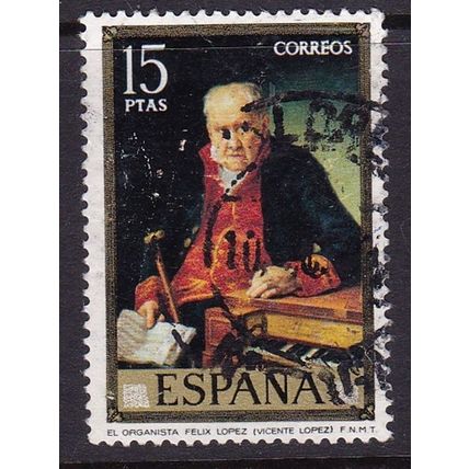 SPAIN 1973 STAMP DAY ART LOPEZ 15pta VALUE USED