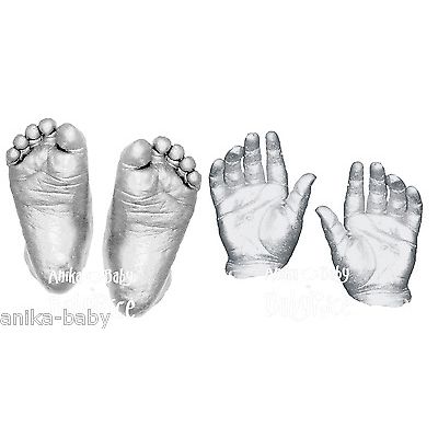 Christening Baby Gift 3D Casting Kit Silver Hand Feet Casts Brushed Pewter Frame