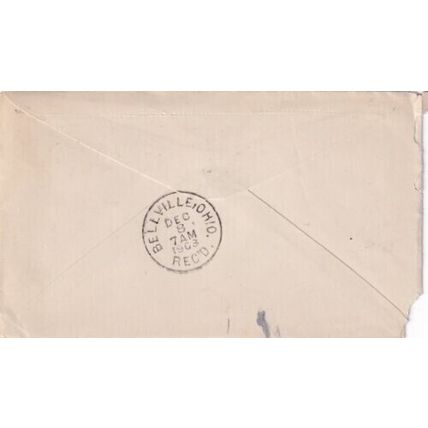 United States 1903 Mansfield OH-Belleville OH Cover VGC