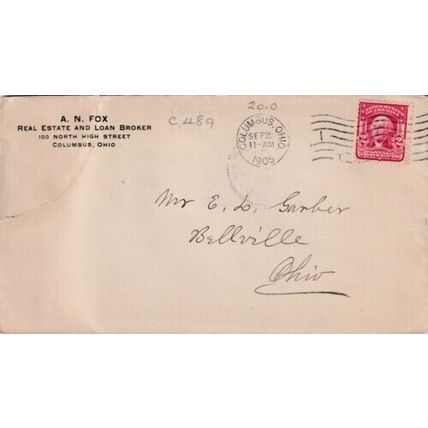 United States 1905 A.N Fox Real Estate + Loan Broker Columbus O-Bellvile O Cover