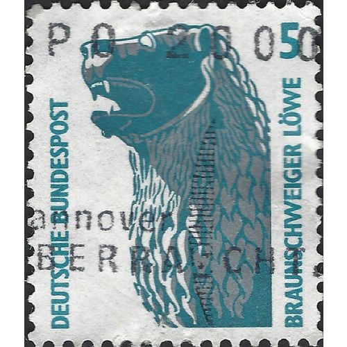 GERMANY, Lion statue, Brunswick, green-blue 1990, 5pf, #3