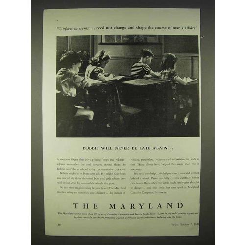 1940 The Maryland Insurance Ad - Will Never Be Again