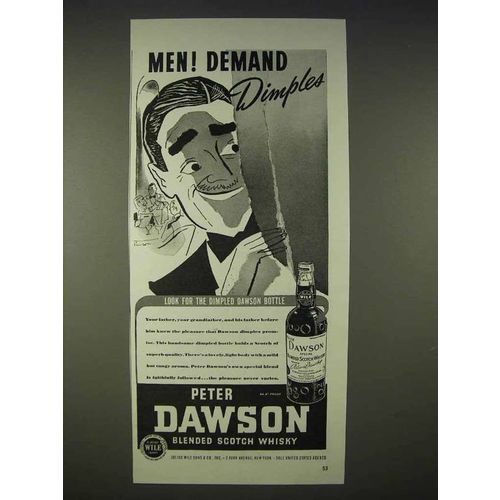 1940 Peter Dawson Scotch Ad - Men! Demand Dimples