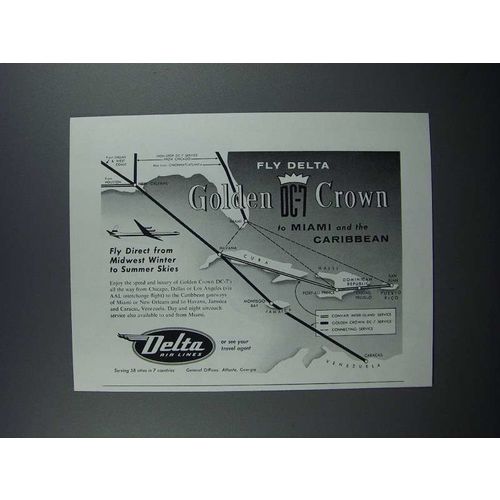1955 Delta Air Lines Ad - Golden Crown DC-7