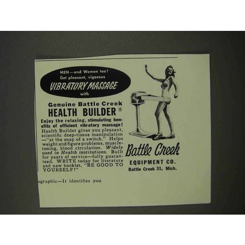 1955 Battle Creek Health Builder Ad - Vibratory Massage