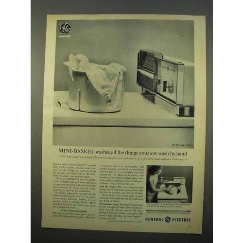 1963 General Electric Model WA1050X Washer Ad - Mini-Basket