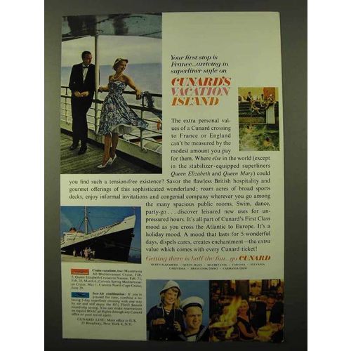 1963 Cunard Cruise Ad - Your First Stop is France