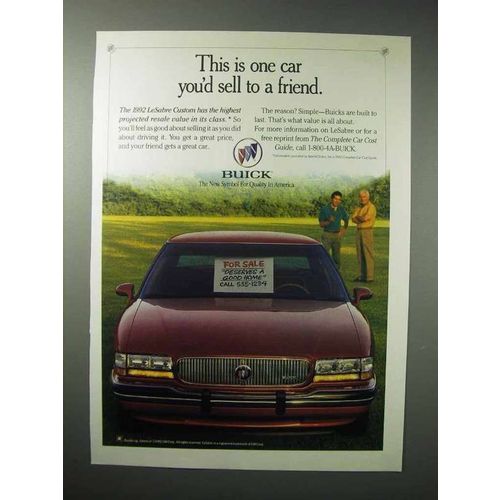 1992 Buick LeSabre Custom Car Ad - Sell to a Friend