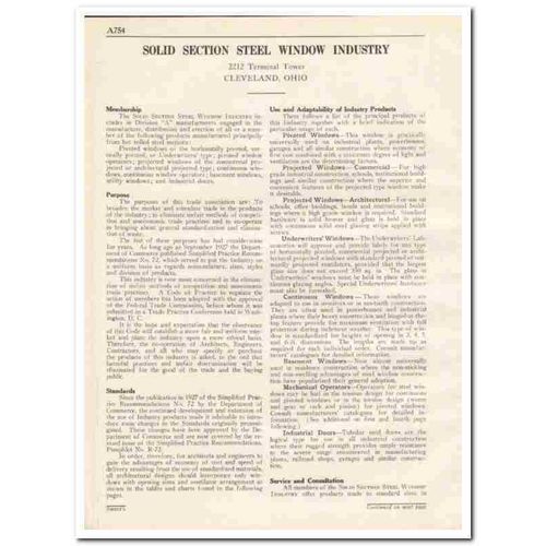 SOLID SECTION STEEL WINDOW INDUSTRY 1931 standards vintage catalog