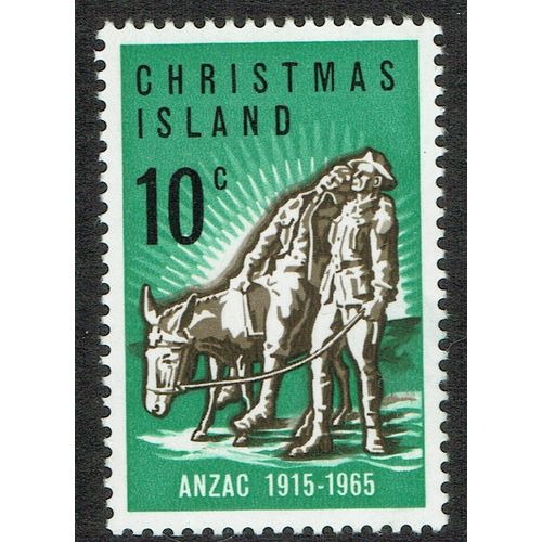 Christmas Island 1965 50th Anniv Gallipoli Landing 10c Brown Blk & Grn SG21 MM