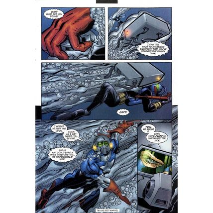 Captain America #46 p9 (2001) Jurgens/Layton Cap Undersea Battle
