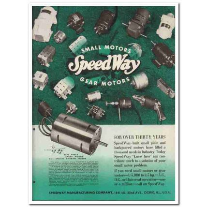 Speedway Mfg Company 1945 vintage electrical catalog motors small gear