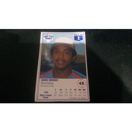 1987 Kraft Dinners Home Plate Heroes Card # 42 Hubie Brooks Excellent (5) Expos