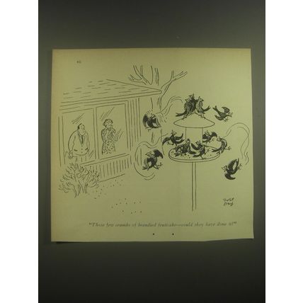 1962 Cartoon by Robert Day - Those few crumbs of brandied fruitcake