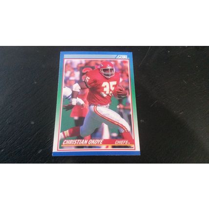 1990 Score Football Card # 002 Christian Okoye Ex-Mt (6) Kansas City Chiefs