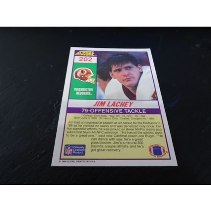 1990 Score Football Card # 202 Jim Lachey Excellent-Mint (6) Washington Redskins