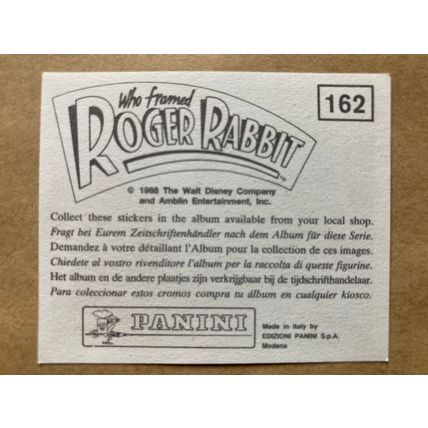 Who Framed Roger Rabbit Sticker # 162 (A) unused 1988 Panini Disney